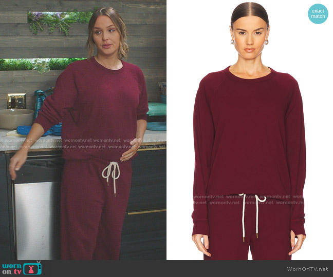 The Great The College Sweatshirt in Plum worn by Jo Wilson (Camilla Luddington) on Greys Anatomy