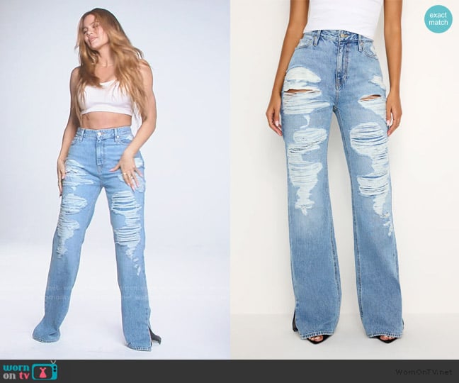 Good American The Khloe Jean in indigo714 worn by Khloe Kardashian (Khloe Kardashian) on The Kardashians