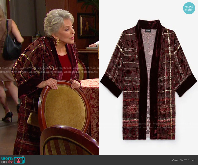 The Kooples Long Embroidered Velvet Kimono worn by Julie Olson Williams (Susan Seaforth Hayes) on Days of our Lives