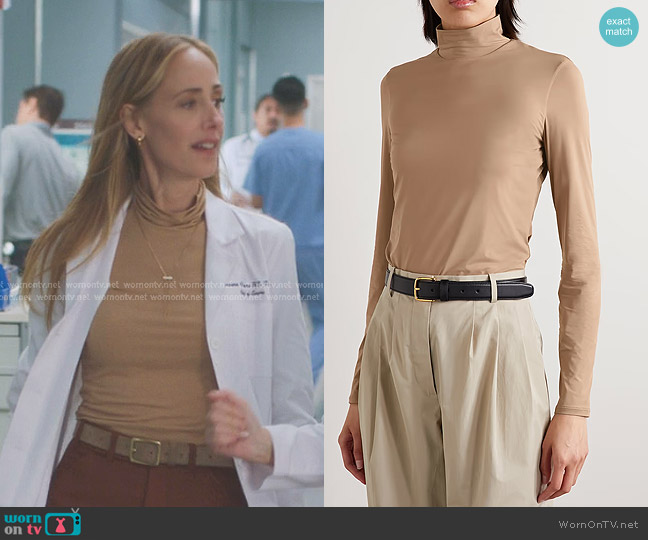 The Row Rudd Stretch-jersey Top in Tan worn by Teddy Altman (Kim Raver) on Greys Anatomy