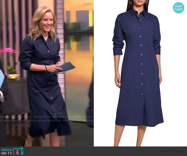 Theory Fixed Sleeve Poplin Midi Dress worn by Sara Haines on The View