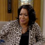 Tina’s leopard print cardigan on The Neighborhood