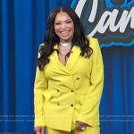 Tisha Campbell’s yellow double breasted blazer on Access Hollywood