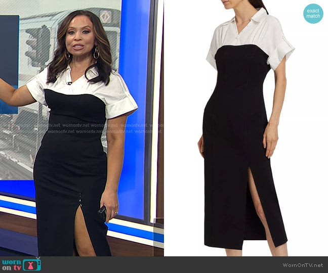 Toccin Jasmine Cotton-Blend Short-Sleeve Midi-Dress worn by Adelle Caballero on Today