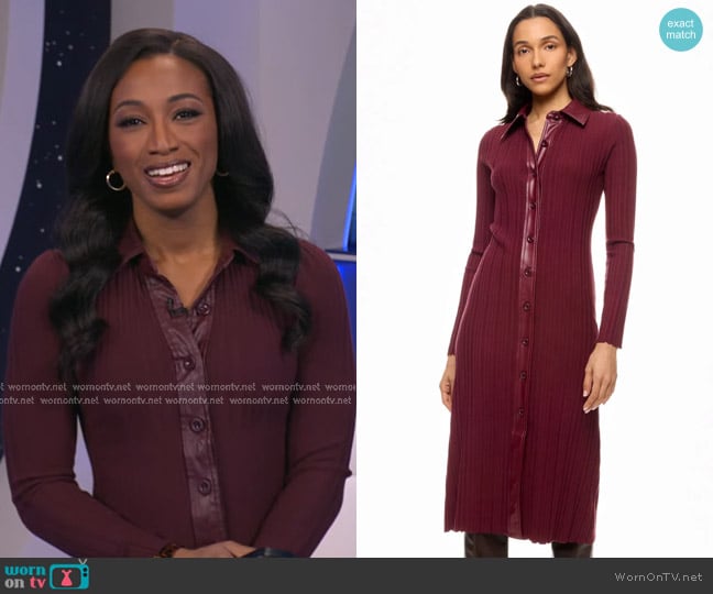 Toccin x RTR Variegated Rib Knit Leather Combo Dress worn by Brittany Bell on Good Morning America