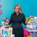 Tory’s black denim dress with white stitching on Good Morning America