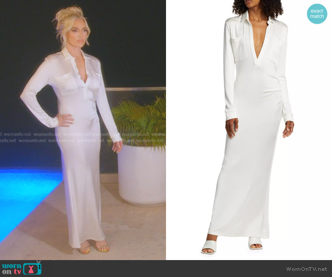Tove Iana Jersey Maxi Dress in Ivory worn by Erika Jayne on The Real Housewives of Beverly Hills