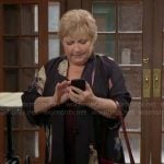 Traci’s black printed kimono on The Young and the Restless