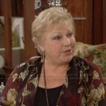 Traci’s red floral kimono jacket on The Young and the Restless