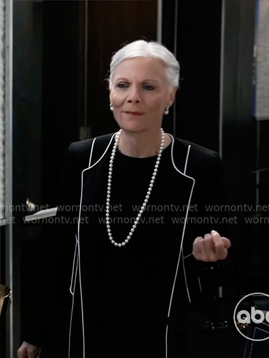Tracy’s black jacket with white trims on General Hospital