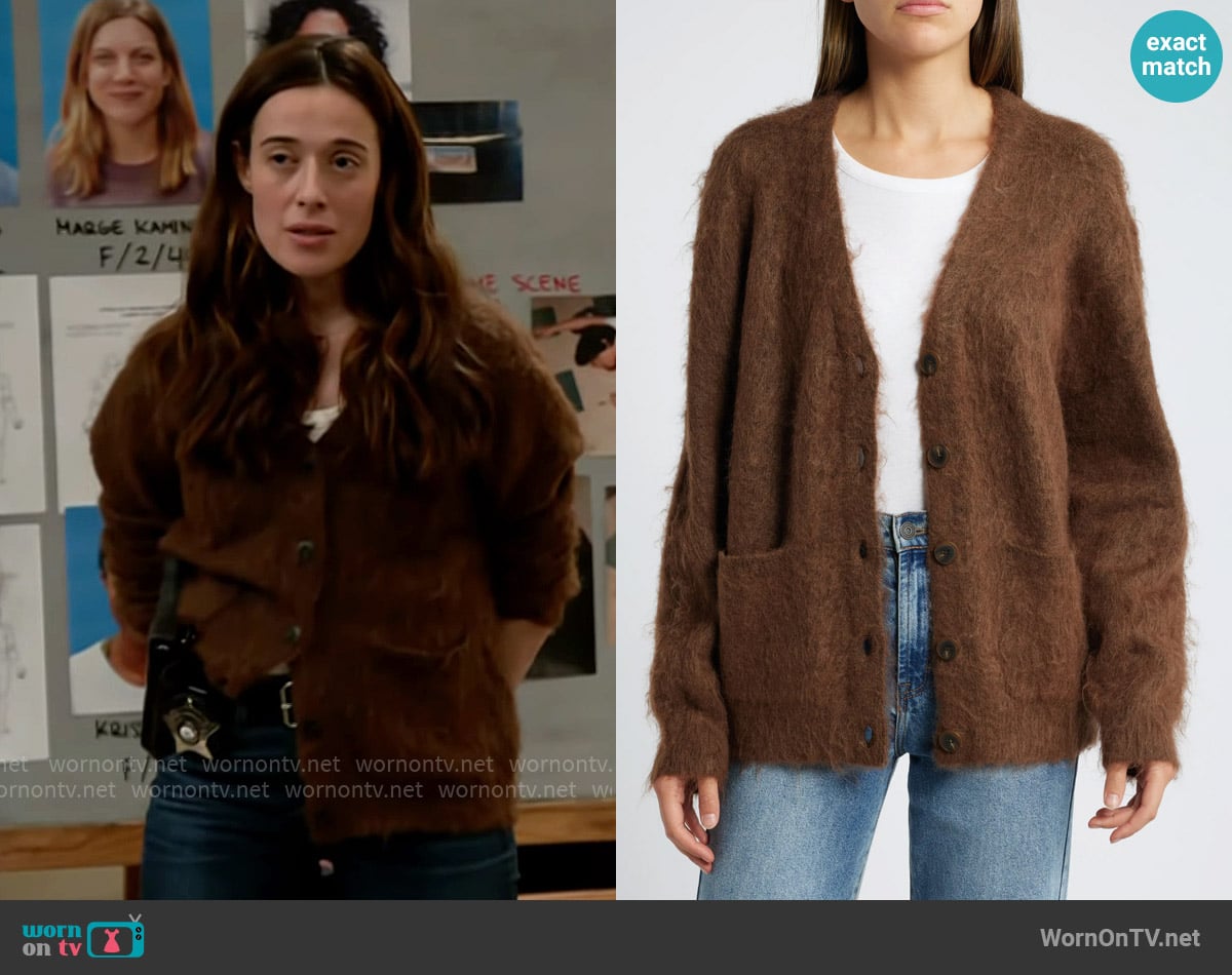 Treasure & Bond Fuzzy Oversize Cardigan in Brown Soil worn by Kim Burgess (Marina Squerciati) on Chicago PD