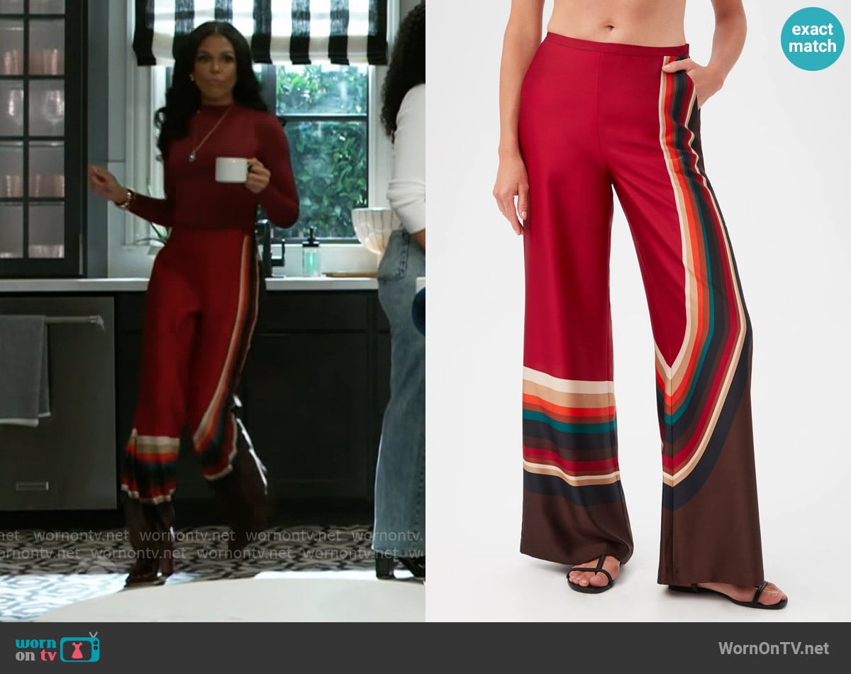 Trina Turk Tavia Pants worn by Dani Dupree (Karla Mosley) on Beyond the Gates