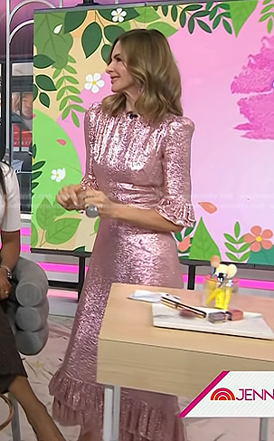 Trinny Woodall’s metallic pink dress on Today