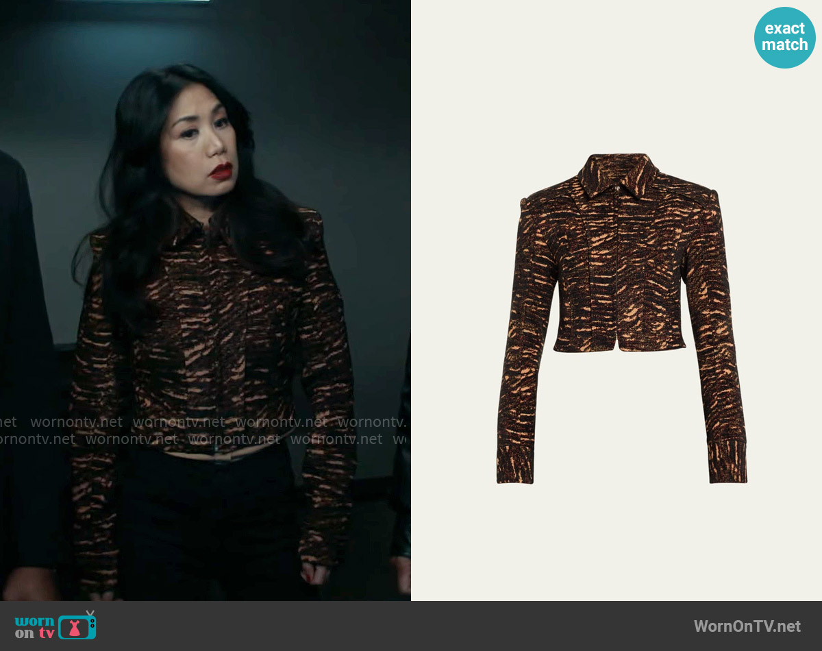 Ulla Johnson Adoni Textured Crop Jacket worn by Melody Bayani (Liza Lapira) on The Equalizer