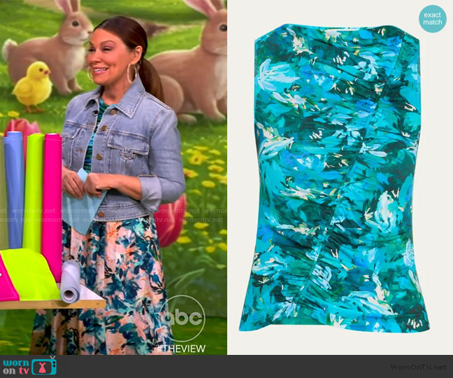 Ulla Johnson Medea Floral Ruched Sleeveless Top worn by Gretta Monahan on The View