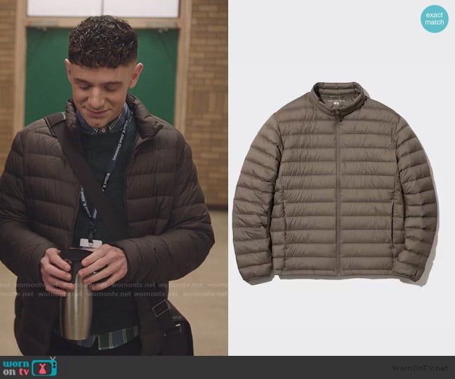 Uni Qlo Ultra Light Down Jacket worn by Jacob Hill (Chris Perfetti) on Abbott Elementary