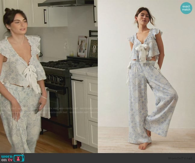 Out From Under Pretty PJ Tie-Front Top worn by Paige DeSorbo on Southern Charm