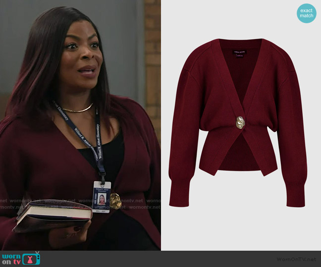 Urban Revivo V-Neck Knitted Cardigan worn by Ava Coleman (Janelle James) on Abbott Elementary