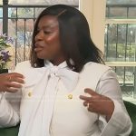 Uzo Aduba’s white vest with gold buttons on Access Hollywood