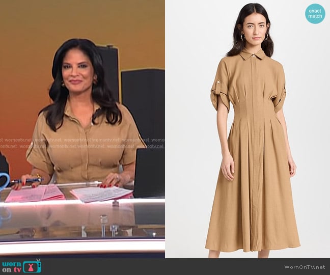 Veronica Beard Adavi Dress in Desert Khaki worn by Darlene Rodriguez on Today