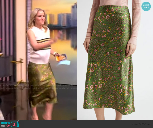 Veronica Beard Clover Floral Silk Slip Skirt worn by Sara Haines on The View
