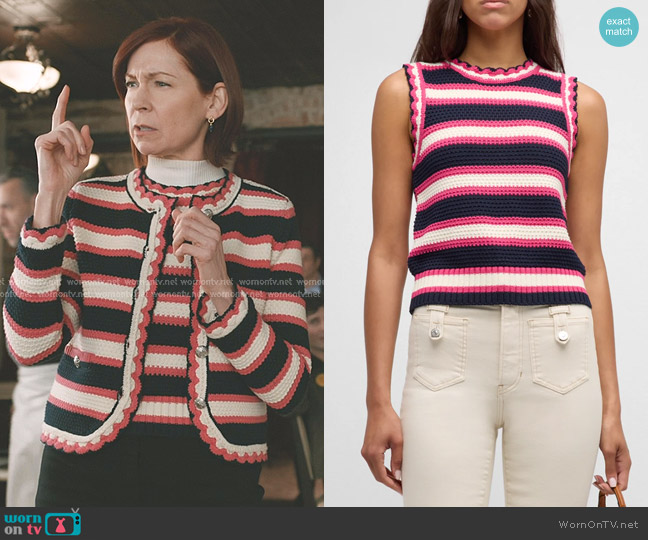 Veronica Beard Jensie Striped Knit Vest worn by Elsbeth Tascioni (Carrie Preston) on Elsbeth