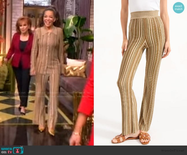 Veronica Beard Massaro Striped Knit Pant worn by Sunny Hostin on The View