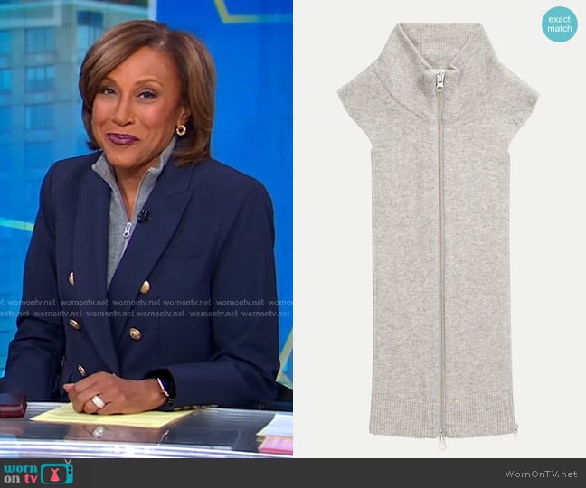 Veronica Beard Uptown Cashmere Dickey in Grey worn by Robin Roberts on Good Morning America