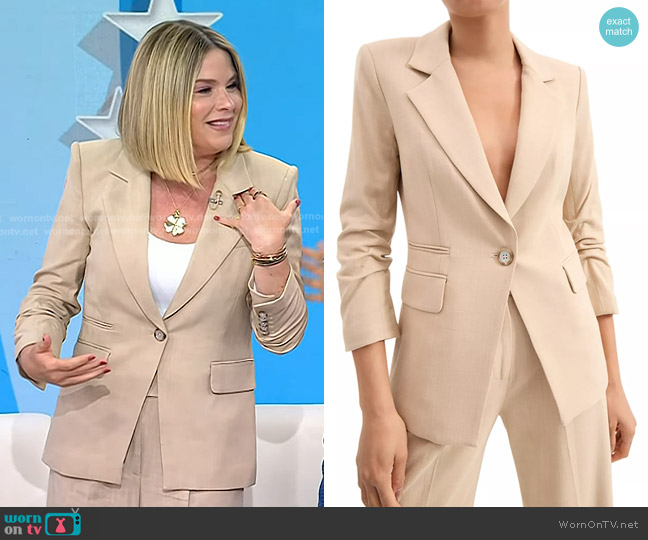 Veronica Beard Battista Dickey Jacket in Stone Khaki worn by Jenna Bush Hager on Today