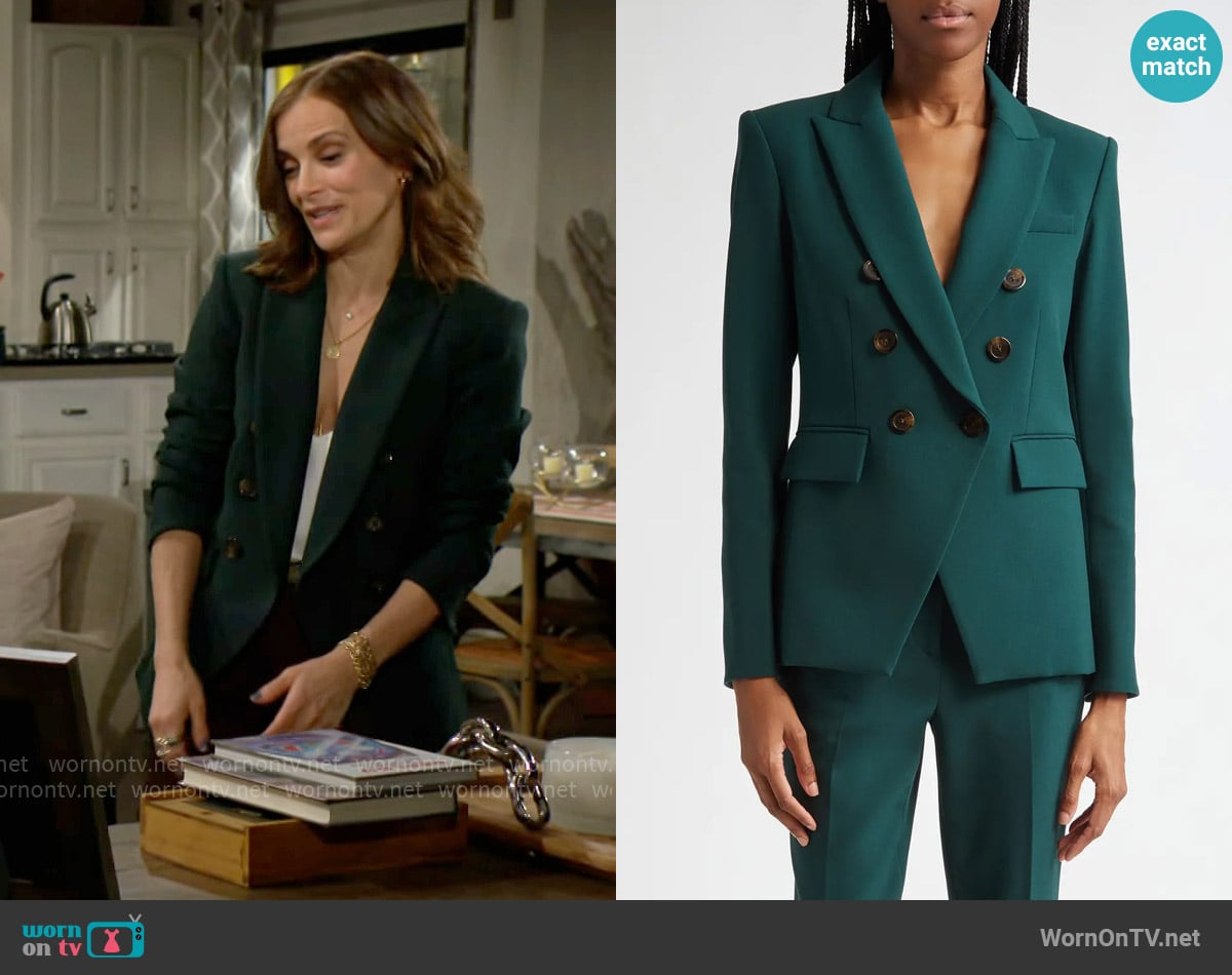Veronica Beard Miller Dickey Jacket in Pine worn by Taylor Hayes (Rebecca Budig) on The Bold and the Beautiful