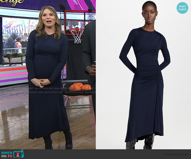 Veronica Beard Gathered midi dress worn by Jenna Bush Hager on Today
