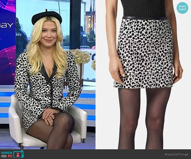 Versace Dalmatian Pony-Effect Mini Skirt worn by Millie Bobby Brown on Today