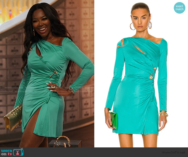Versace Long Sleeve Cutout Evening Dress worn by Kenya Moore on The Real Housewives of Atlanta