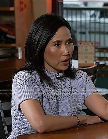 Vicky’s blue open knit sweater on Today