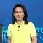 Vicky’s yellow polo sweater and denim skirt on Today