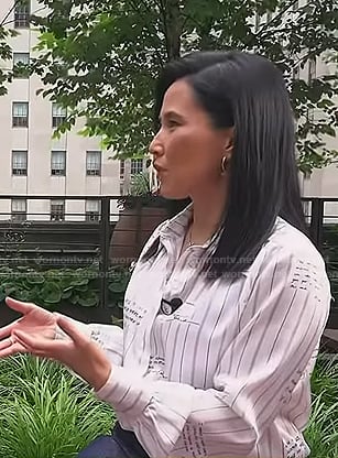 Vicky’s white striped button down shirt on NBC News Daily
