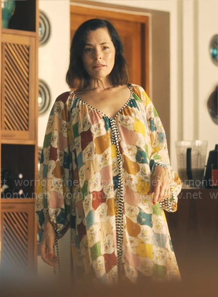 Victoria’s colorful print maxi dress on The White Lotus