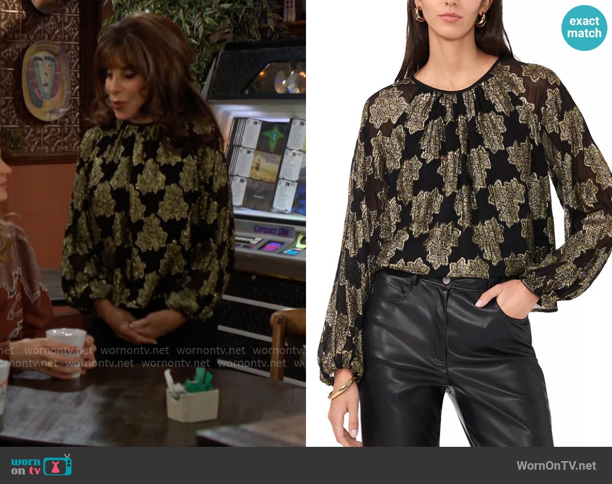 Vince Camuto Printed Blouse worn by Esther Valentine (Kate Linder) on The Young and the Restless