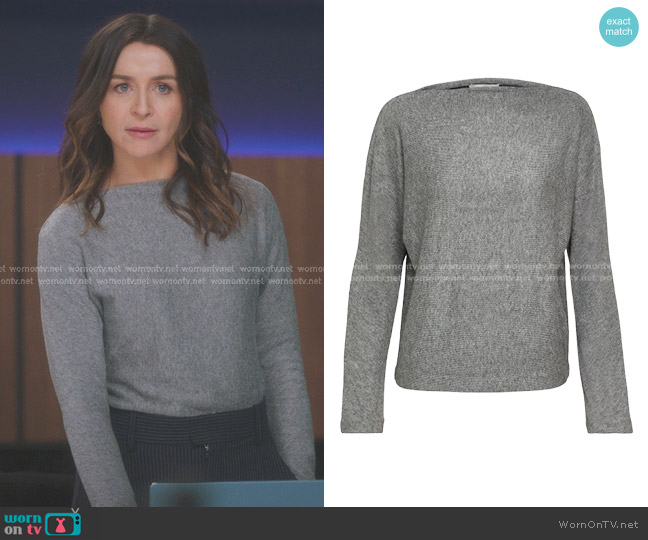 Vince Jersey top in Gray worn by Amelia Shepherd (Caterina Scorsone) on Greys Anatomy