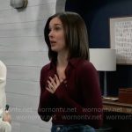 Willow’s burgundy collared top and jeans on General Hospital