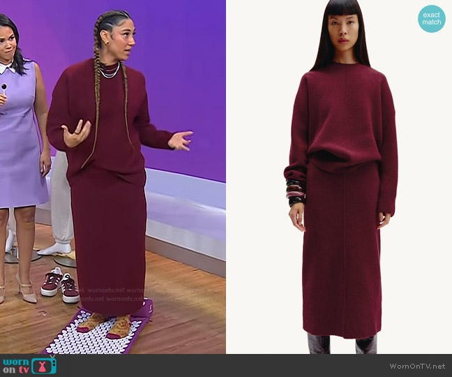 Zara Basic Knit Sweater in Burgundy worn by Ally Love on Today