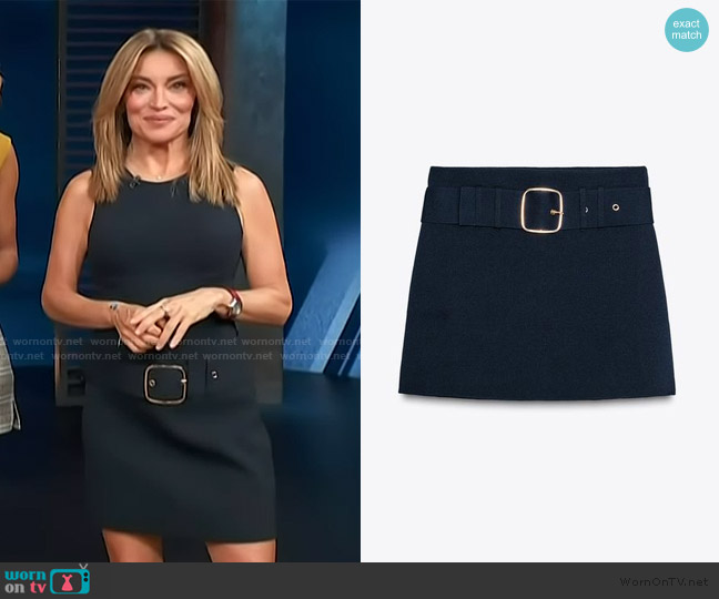 Zara Belted Knit Mini Skirt worn by Kit Hoover on Access Hollywood
