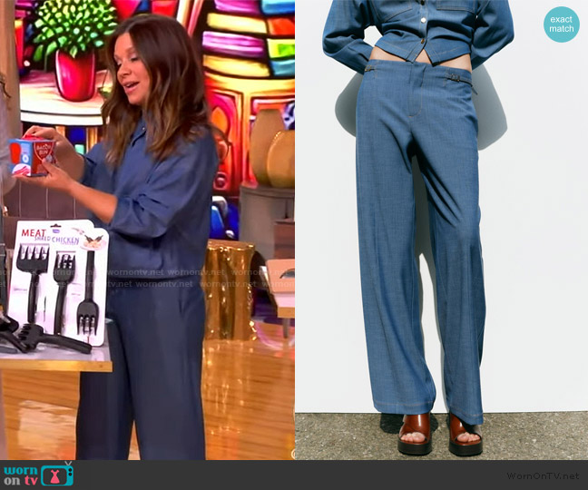 Zara Wide Leg Pants with Thin Belt worn by Gretta Monahan on The View