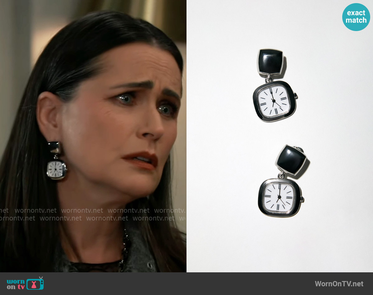 Zara Clock Earrings worn by Lois Cerullo (Rena Sofer) on General Hospital