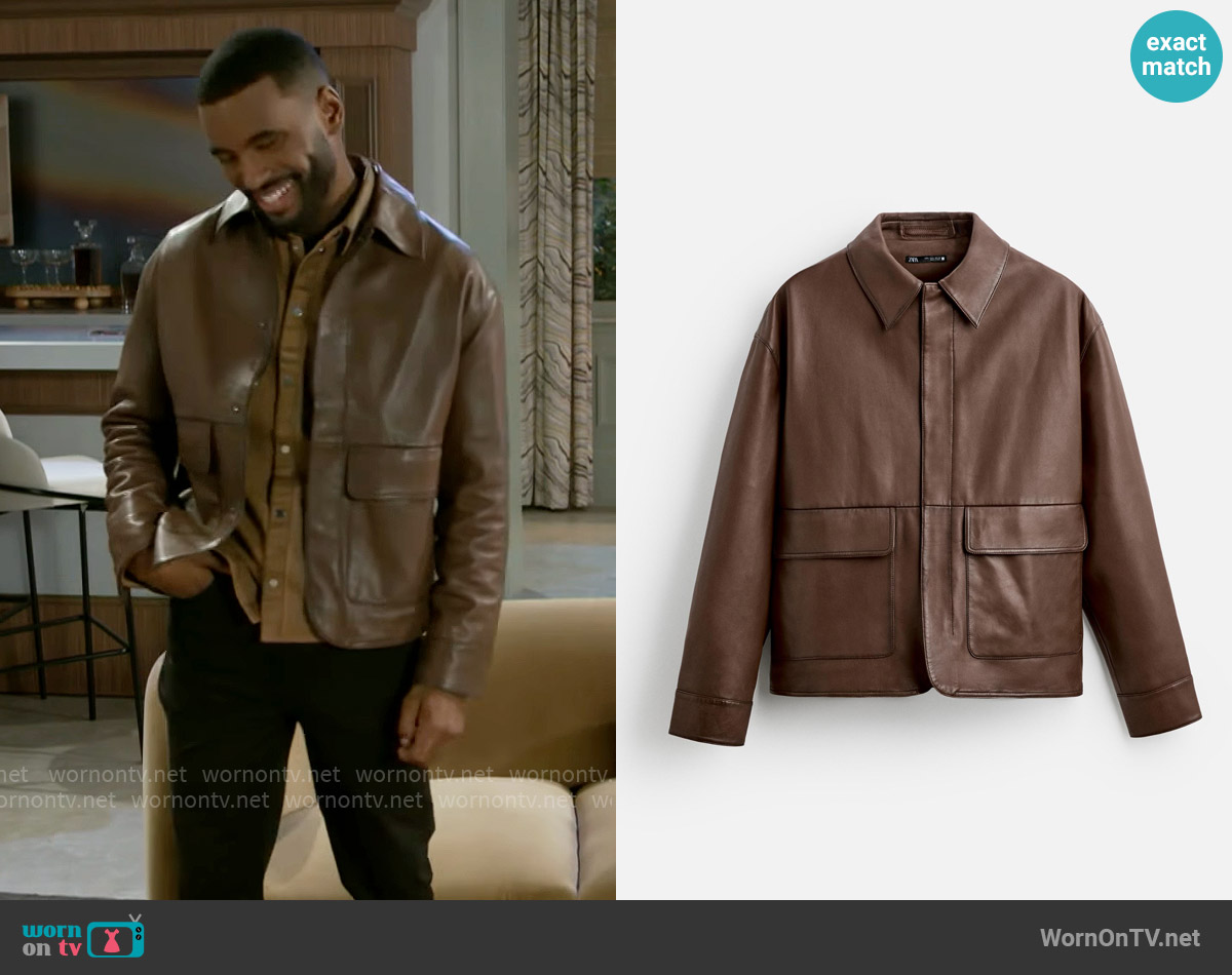 Zara Leather Jacket with Pockets worn by Andre Richardson (Sean Freeman) on Beyond the Gates