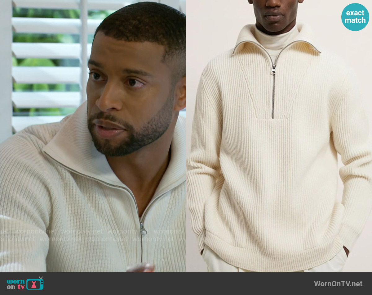 Zara Wool Blend Mock Neck Sweater worn by Martin Richardson (Brandon Claybon) on Beyond the Gates