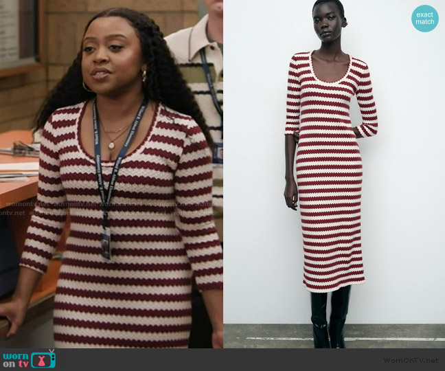 Zara Soft Textured Dress worn by Janine Teagues (Quinta Brunson) on Abbott Elementary