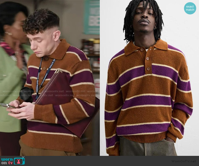 Zara Stripe Knit Sweater worn by Jacob Hill (Chris Perfetti) on Abbott Elementary