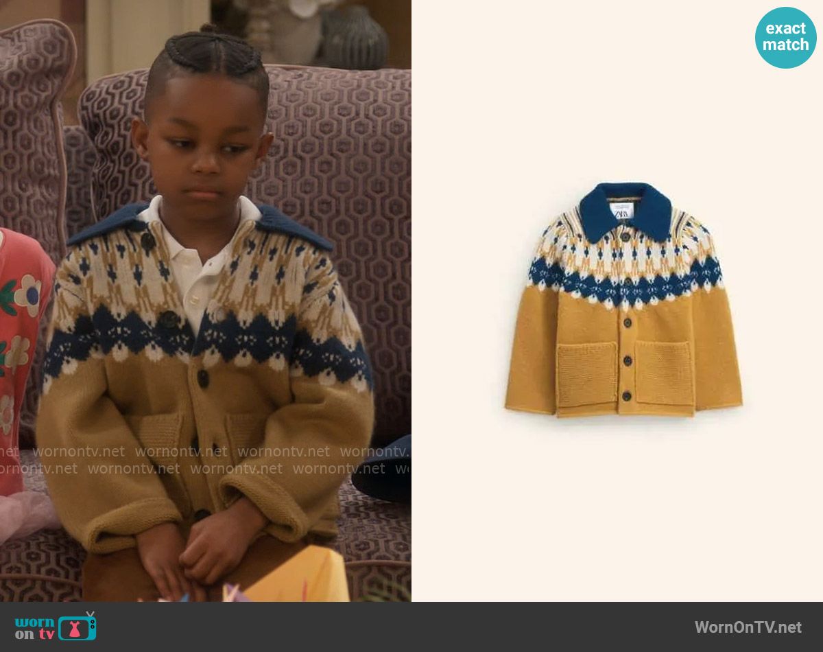 Zara Wool Trim Cardigan worn by Trey (Caleb R. Johnson) on Poppas House