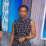 Zinhle’s black polka dot sleeveless dress on NBC News Daily